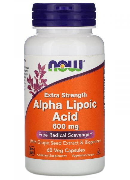 NOW Alpha Lipoic Acid, Extra Strength, 600 mg, 120 Veg Capsules