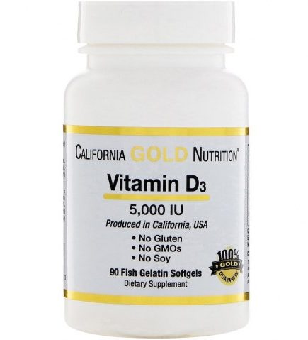 California Gold Nutrition Vitamin D-3 5000 ME 90 капс.