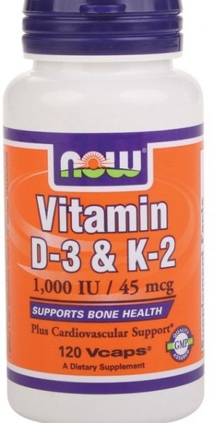 NOW Витамин D-3 и K-2 120 капс.