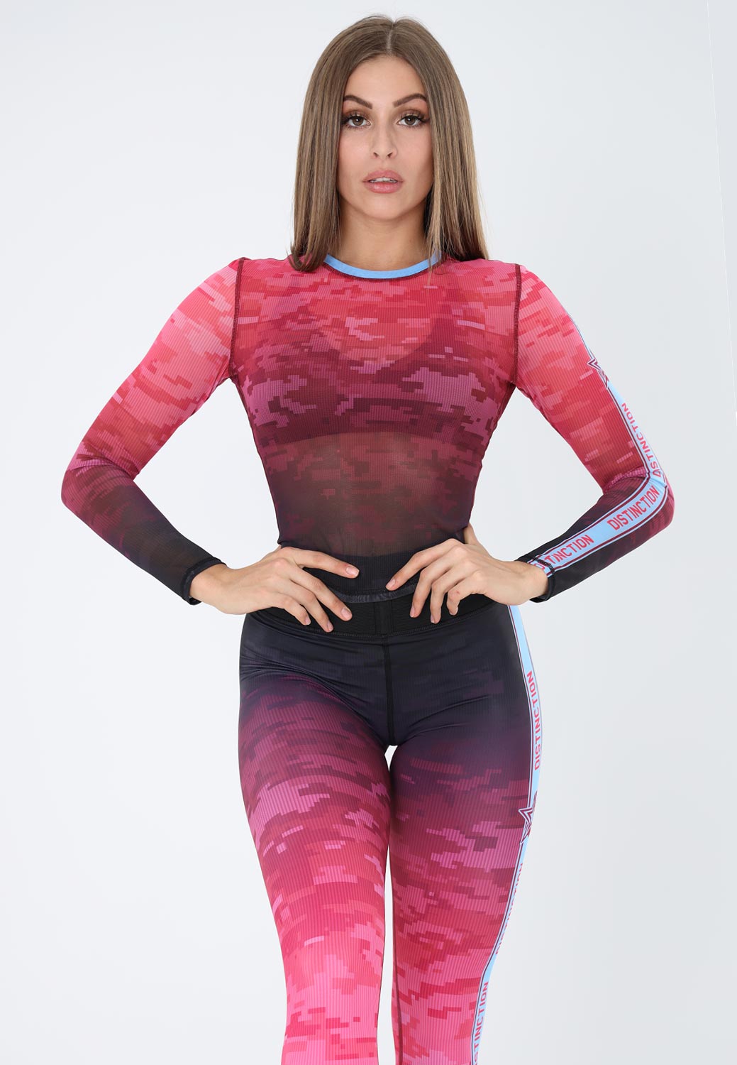 Кофта длинный рукав DISTINCTION CROP TOP LS CAMO HOT PINK